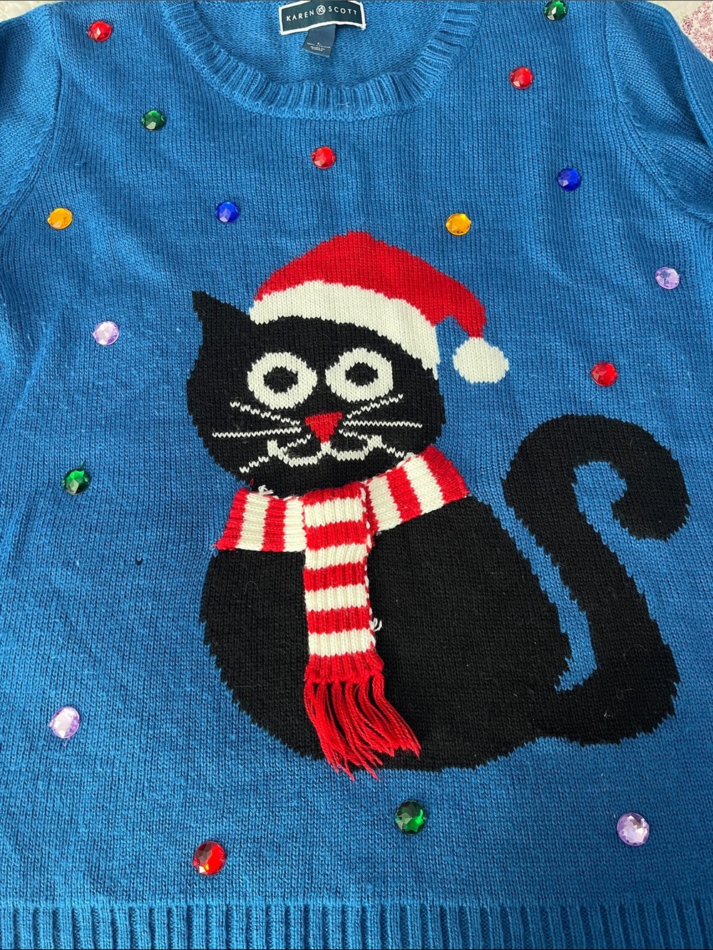 Karen Scott cat Christmas sweater